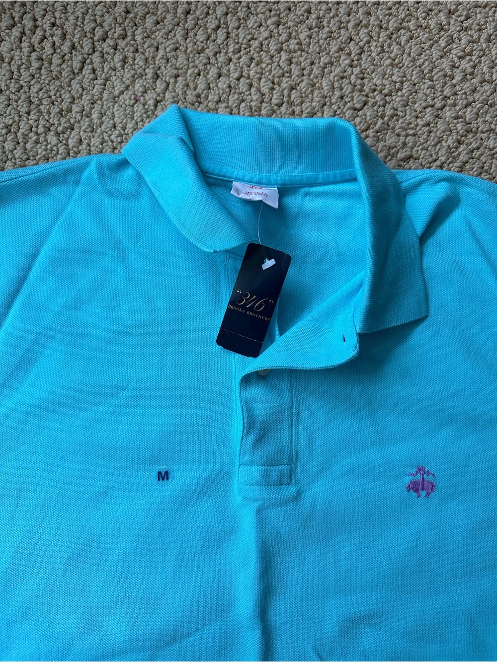 Brooks Brothers Aqua Polo Shirt with Embroidered Logo - Picture 3 of 4